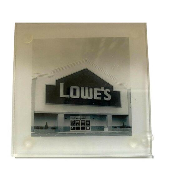 Lowes Historical Limited-Edition Clear/Black Glass Coaster Set of 4 - Picture 2 of 5